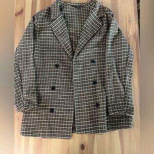 SHEIN Brown Houndstooth Blazer/Jacket